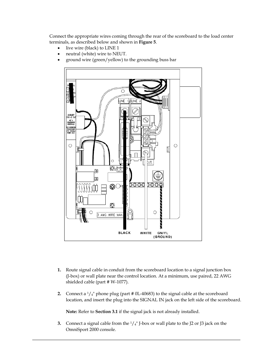 3 indoor signal connection, Indoor signal connection | Daktronics SW-2101 Aquatics/Track LED Scoreboard User Manual | Page 16 / 84