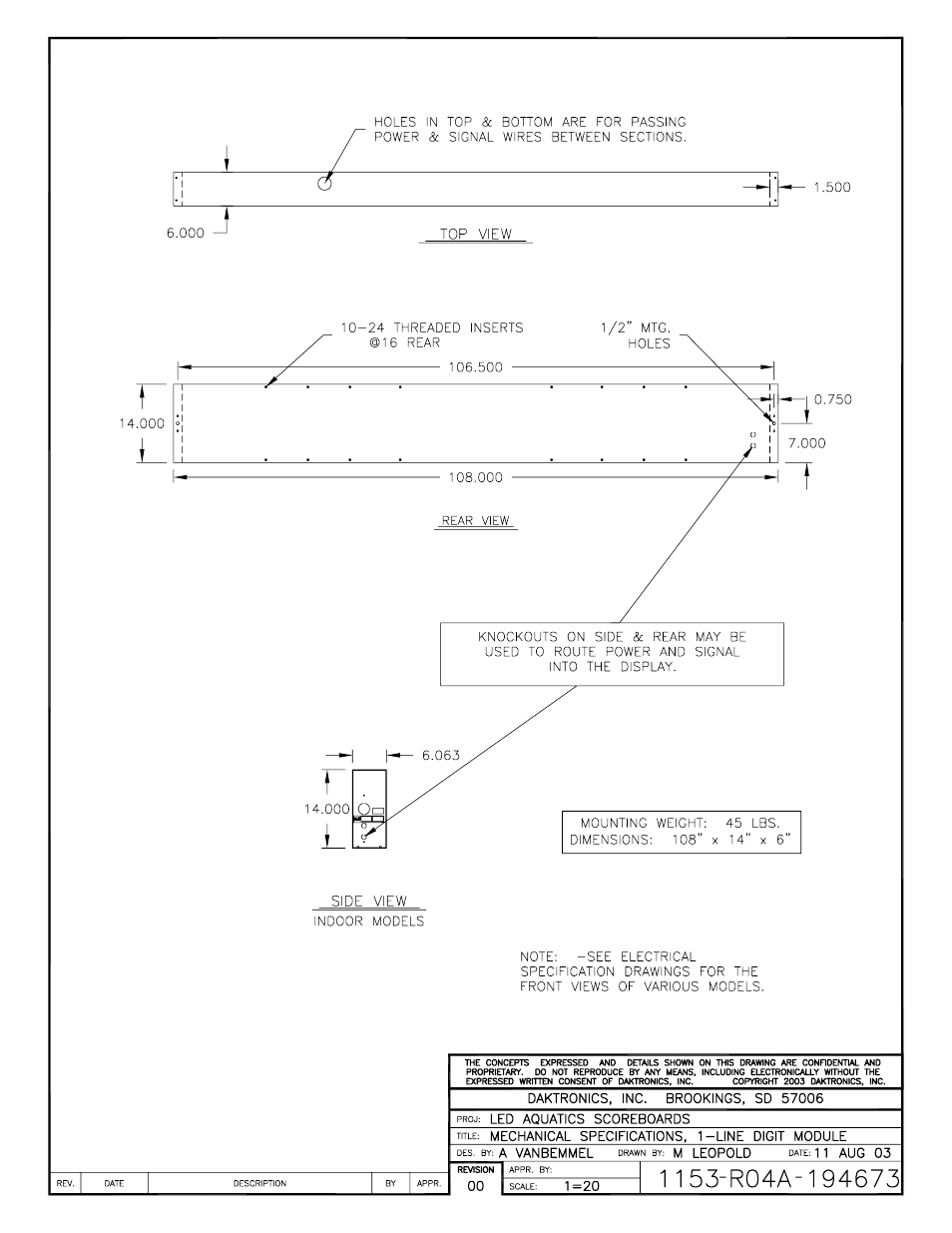 Daktronics SW-2101 Aquatics/Track LED Scoreboard User Manual | Page 45 / 84