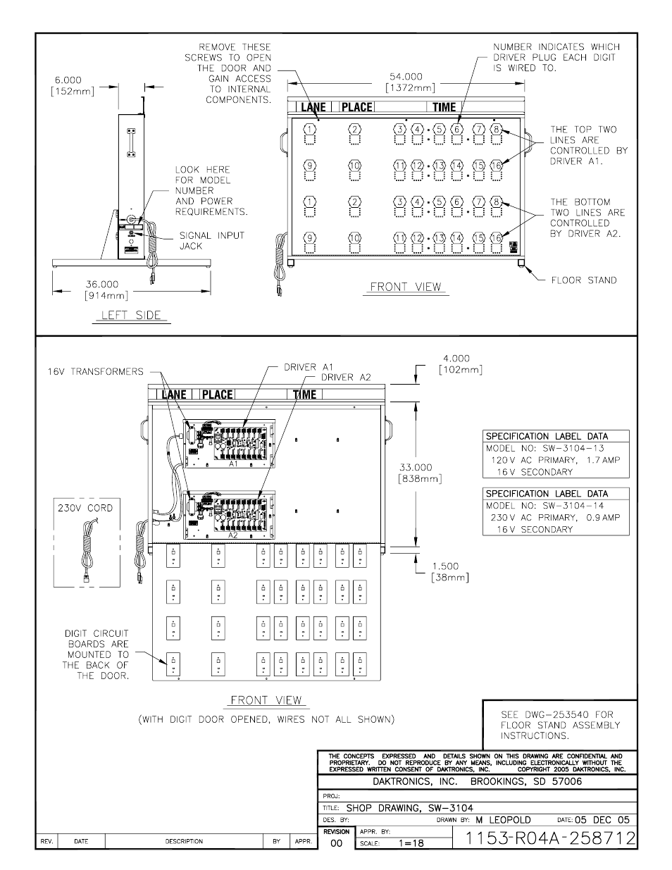 Daktronics SW-2101 Aquatics/Track LED Scoreboard User Manual | Page 75 / 84