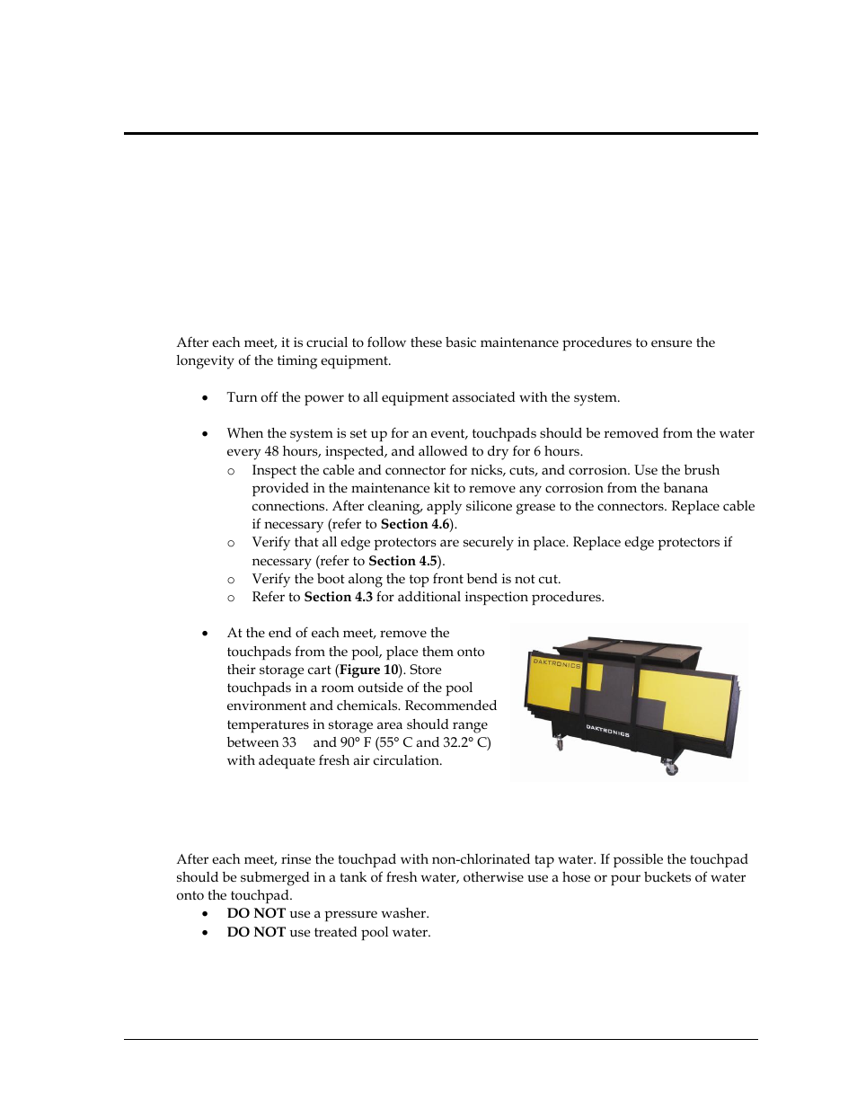 Section 4: maintenance & troubleshooting, 1 basic maintenance of timing system, 2 touchpad cleaning | Section 4, Maintenance & troubleshooting, Basic maintenance of timing system, Touchpad cleaning | Daktronics T-7060 Touchpad User Manual | Page 13 / 29
