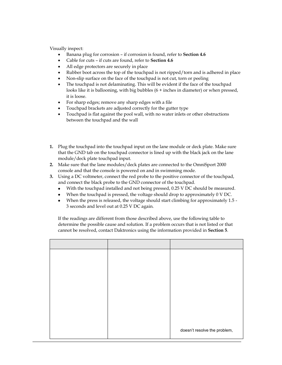 3 inspection procedure, 4 advanced touchpad troubleshooting, Inspection procedure | Advanced touchpad troubleshooting, On 4.3 | Daktronics T-7060 Touchpad User Manual | Page 14 / 29