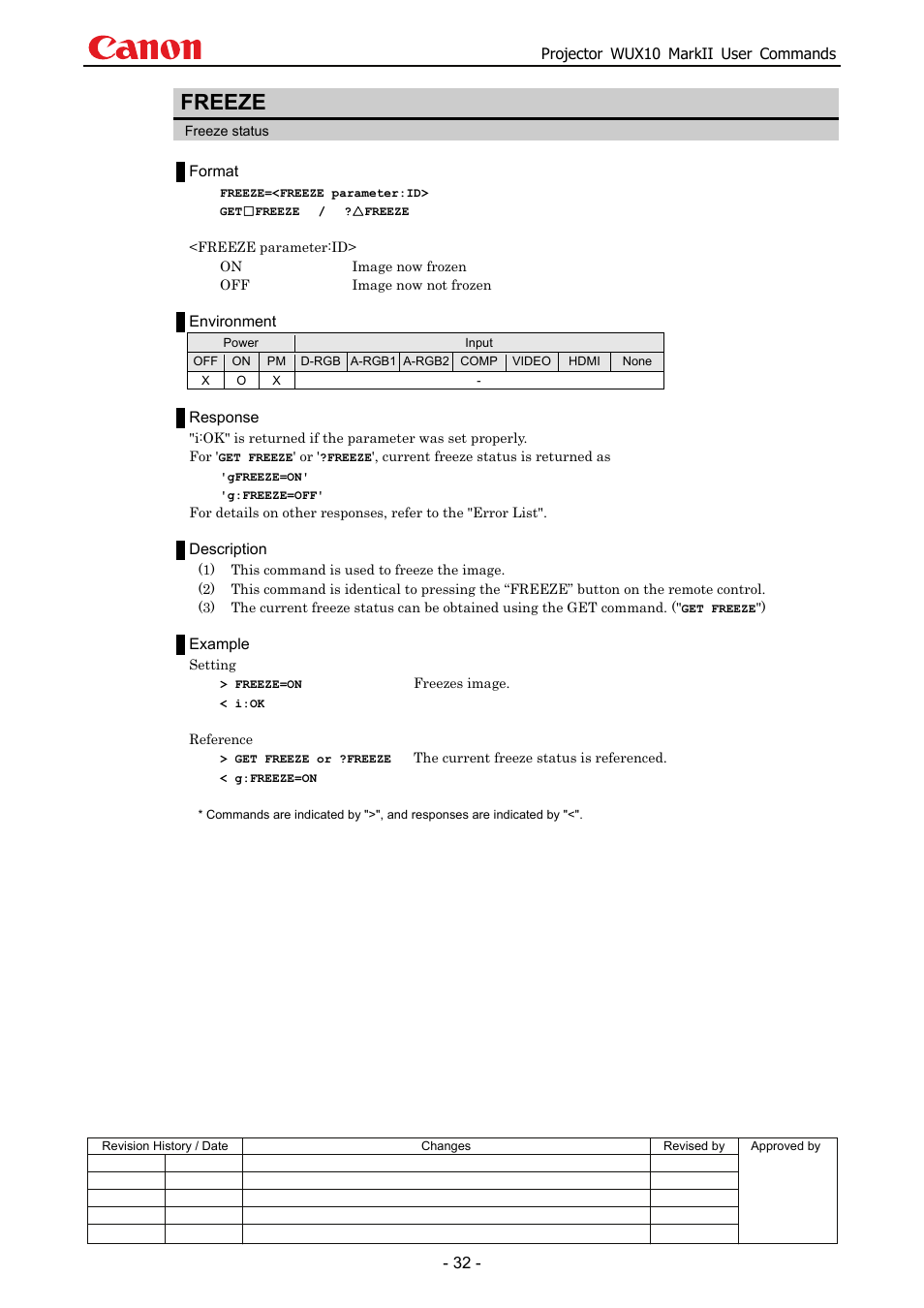 Freeze | Canon MARKLL WUX10 User Manual | Page 36 / 91