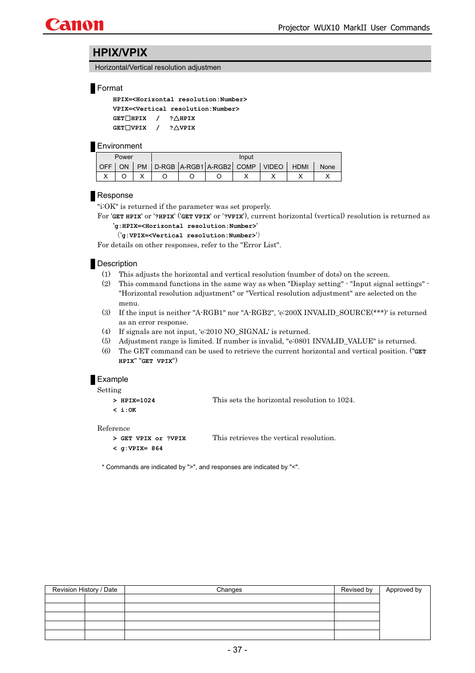 Hpix/vpix | Canon MARKLL WUX10 User Manual | Page 41 / 91