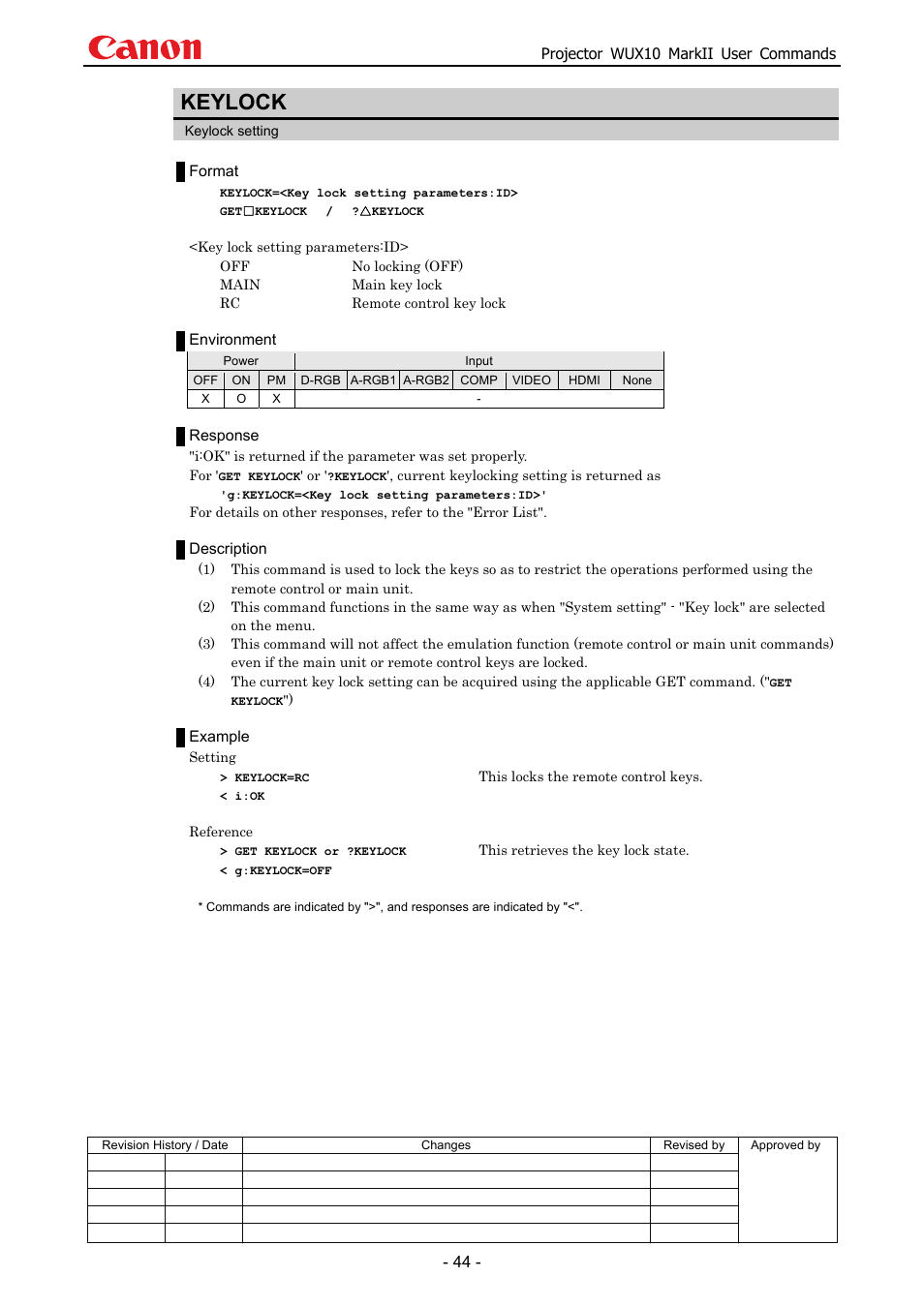 Keylock | Canon MARKLL WUX10 User Manual | Page 48 / 91