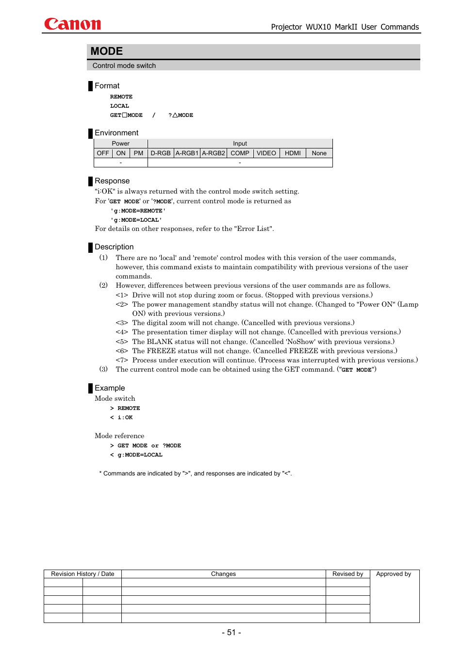 Mode | Canon MARKLL WUX10 User Manual | Page 55 / 91