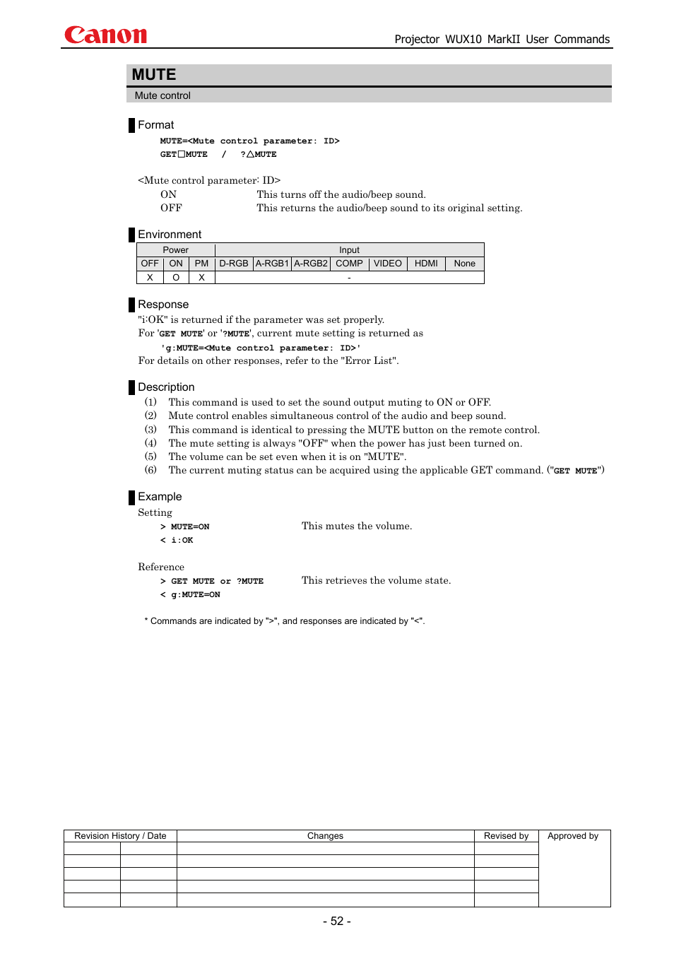 Mute | Canon MARKLL WUX10 User Manual | Page 56 / 91