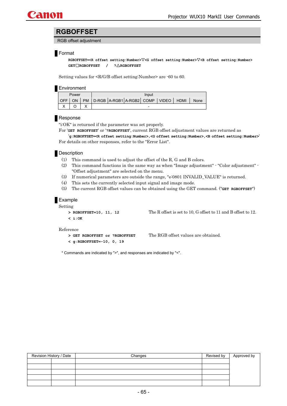 Rgboffset | Canon MARKLL WUX10 User Manual | Page 69 / 91