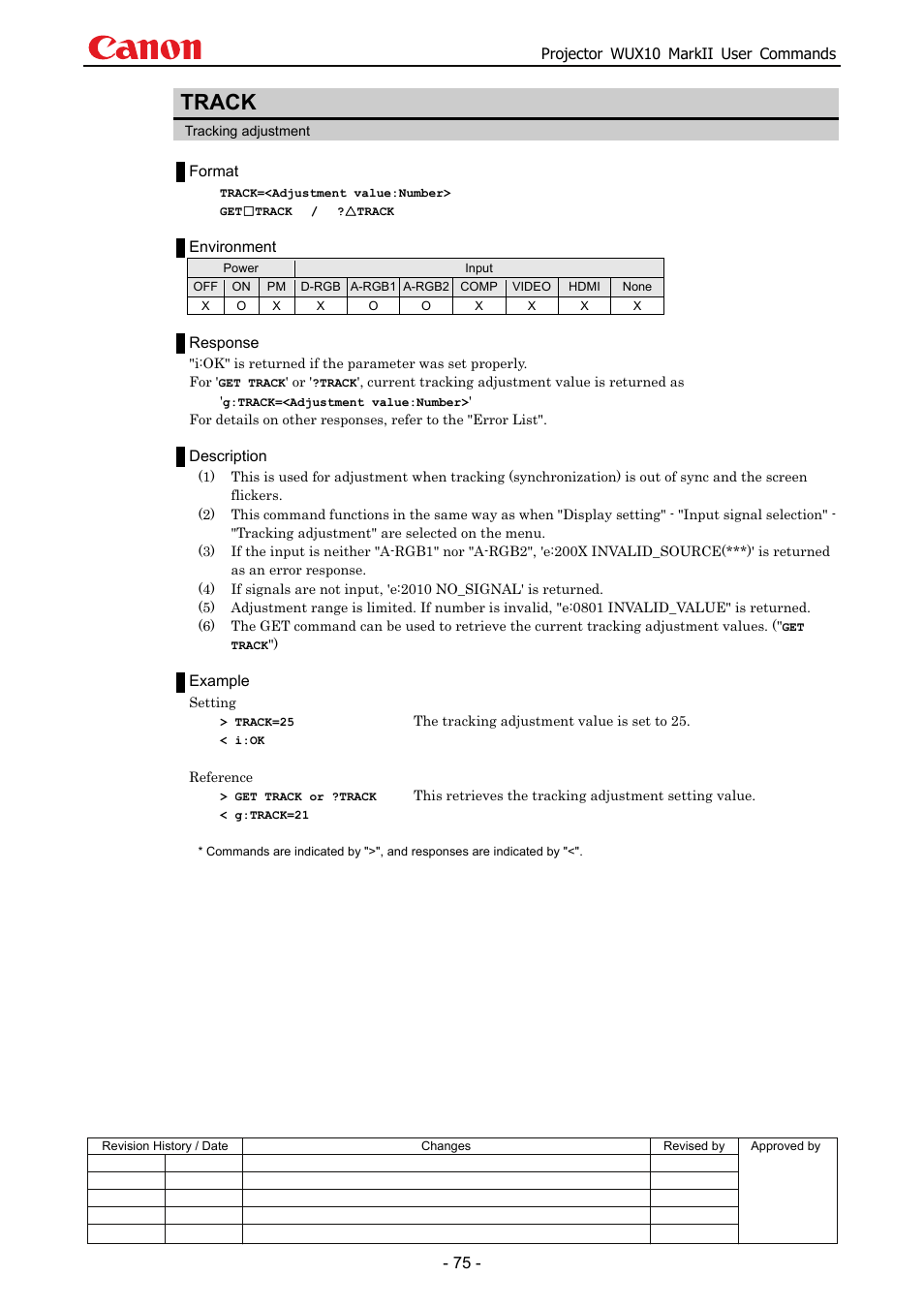 Track | Canon MARKLL WUX10 User Manual | Page 79 / 91