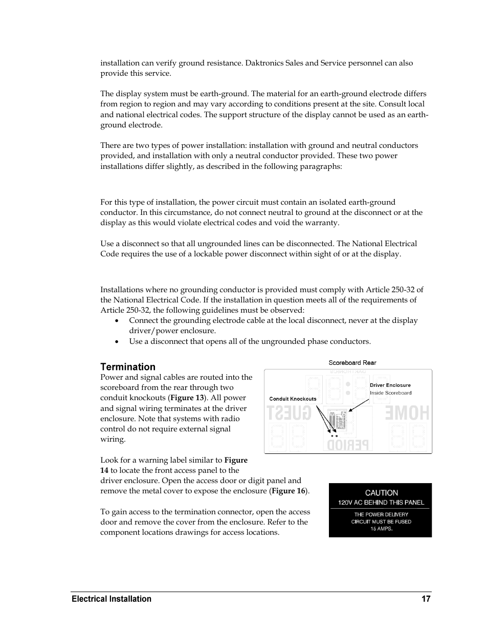 Termination | Daktronics BA-2515-31 DistaView Outdoor LED Scoreboard User Manual | Page 21 / 64