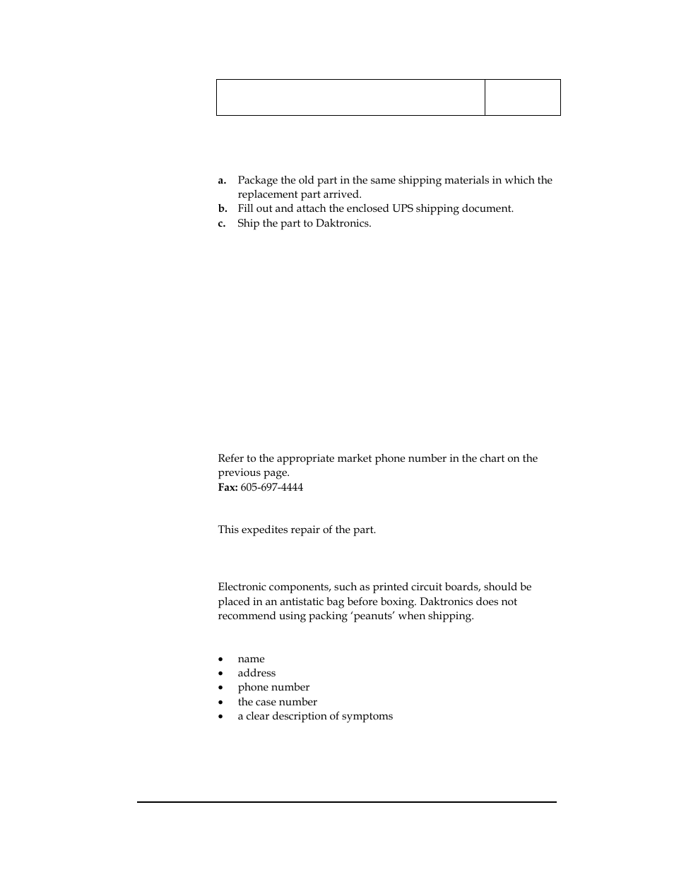 Repair & return program | Daktronics FB-2006 Generation III Stackable LED Scoreboard User Manual | Page 37 / 76