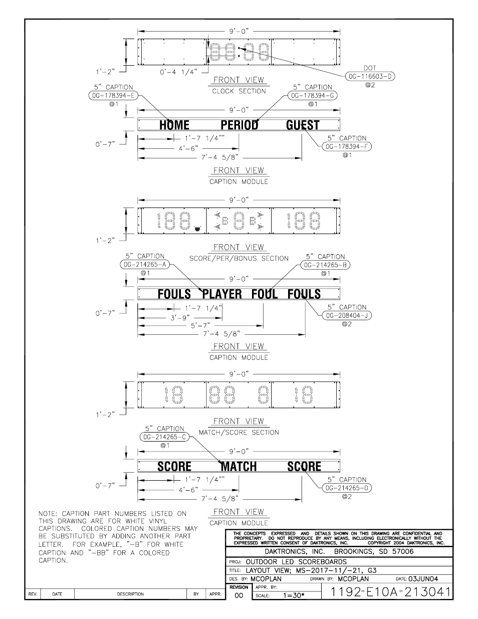 Daktronics FB-2006 Generation III Stackable LED Scoreboard User Manual | Page 62 / 76