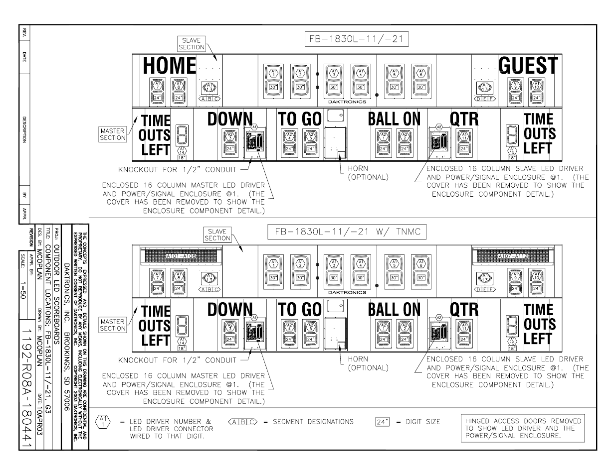 Daktronics BA-1518 Generation IV Multi-Section Outdoor LED Scoreboard User Manual | Page 138 / 208