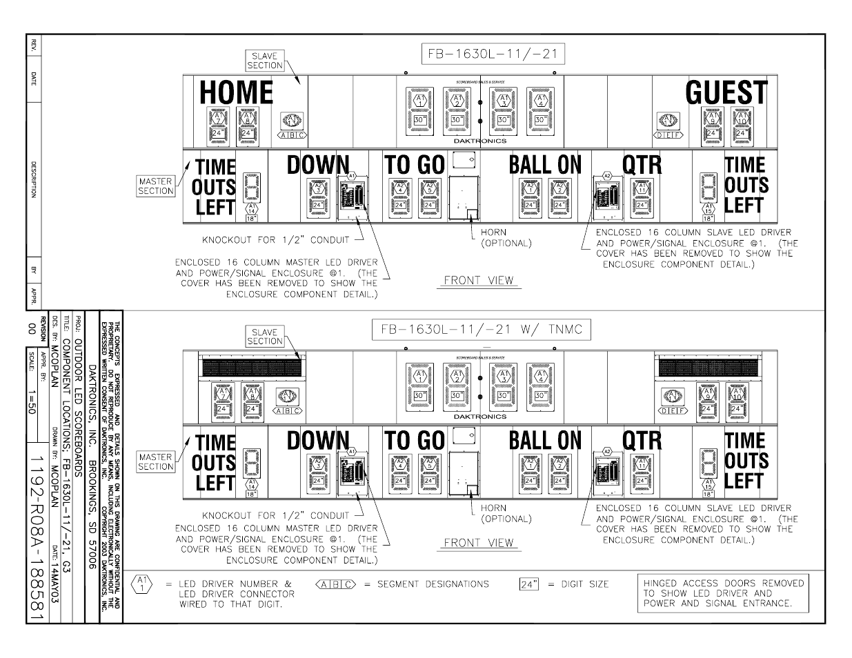 Daktronics BA-1518 Generation IV Multi-Section Outdoor LED Scoreboard User Manual | Page 158 / 208