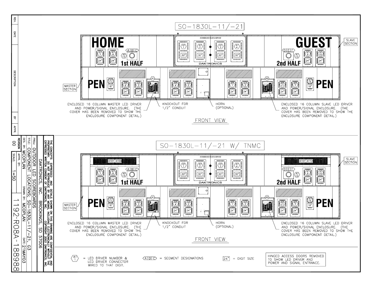 Daktronics BA-1518 Generation IV Multi-Section Outdoor LED Scoreboard User Manual | Page 162 / 208