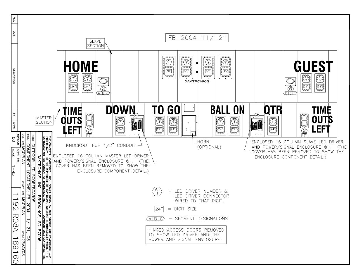 Daktronics BA-1518 Generation IV Multi-Section Outdoor LED Scoreboard User Manual | Page 164 / 208