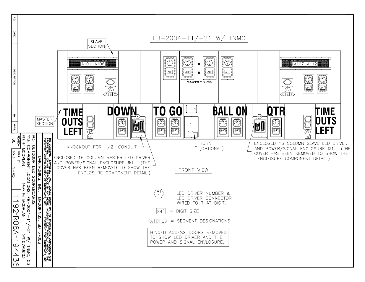 Daktronics BA-1518 Generation IV Multi-Section Outdoor LED Scoreboard User Manual | Page 165 / 208