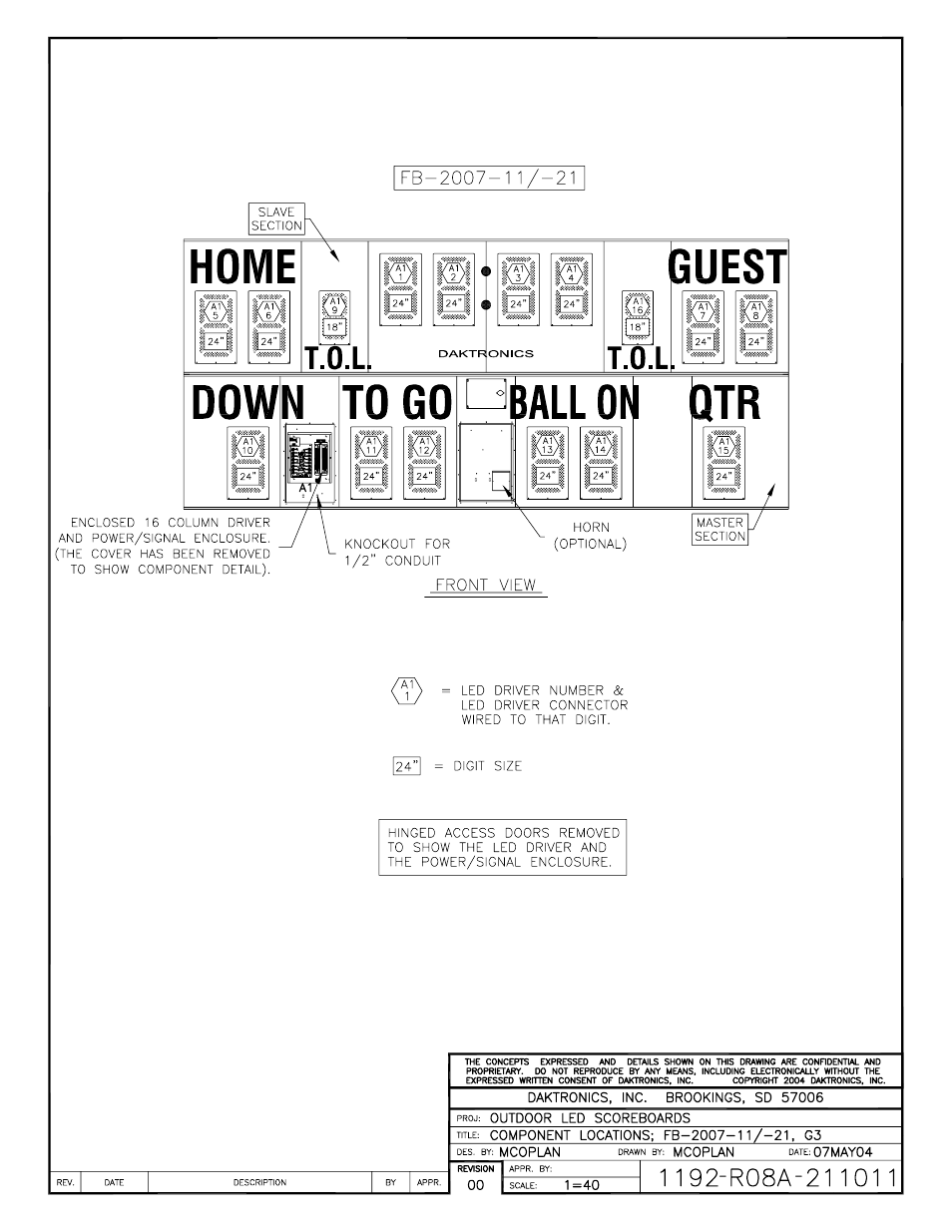 Daktronics BA-1518 Generation IV Multi-Section Outdoor LED Scoreboard User Manual | Page 169 / 208