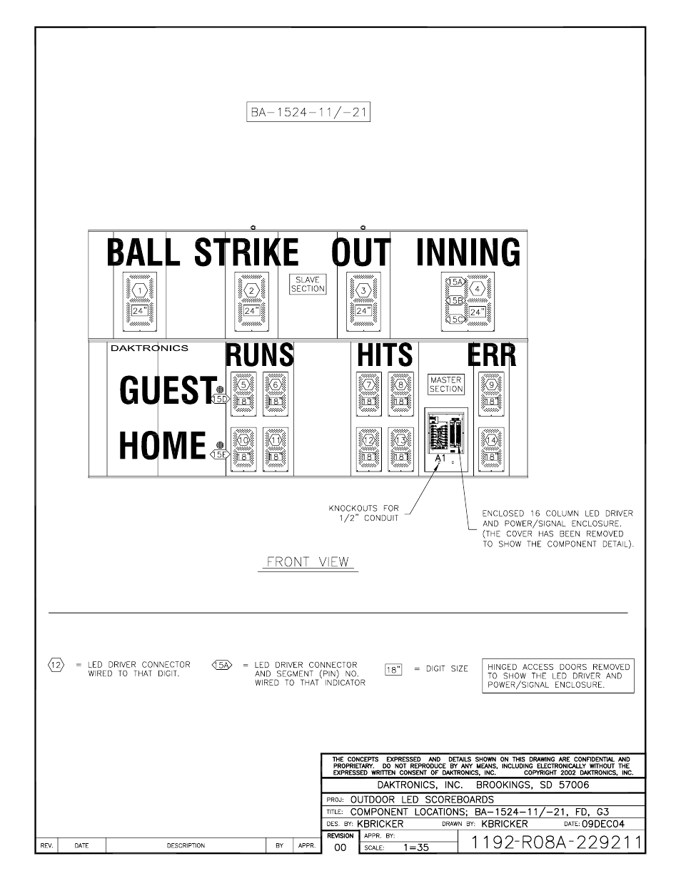 Daktronics BA-1518 Generation IV Multi-Section Outdoor LED Scoreboard User Manual | Page 174 / 208