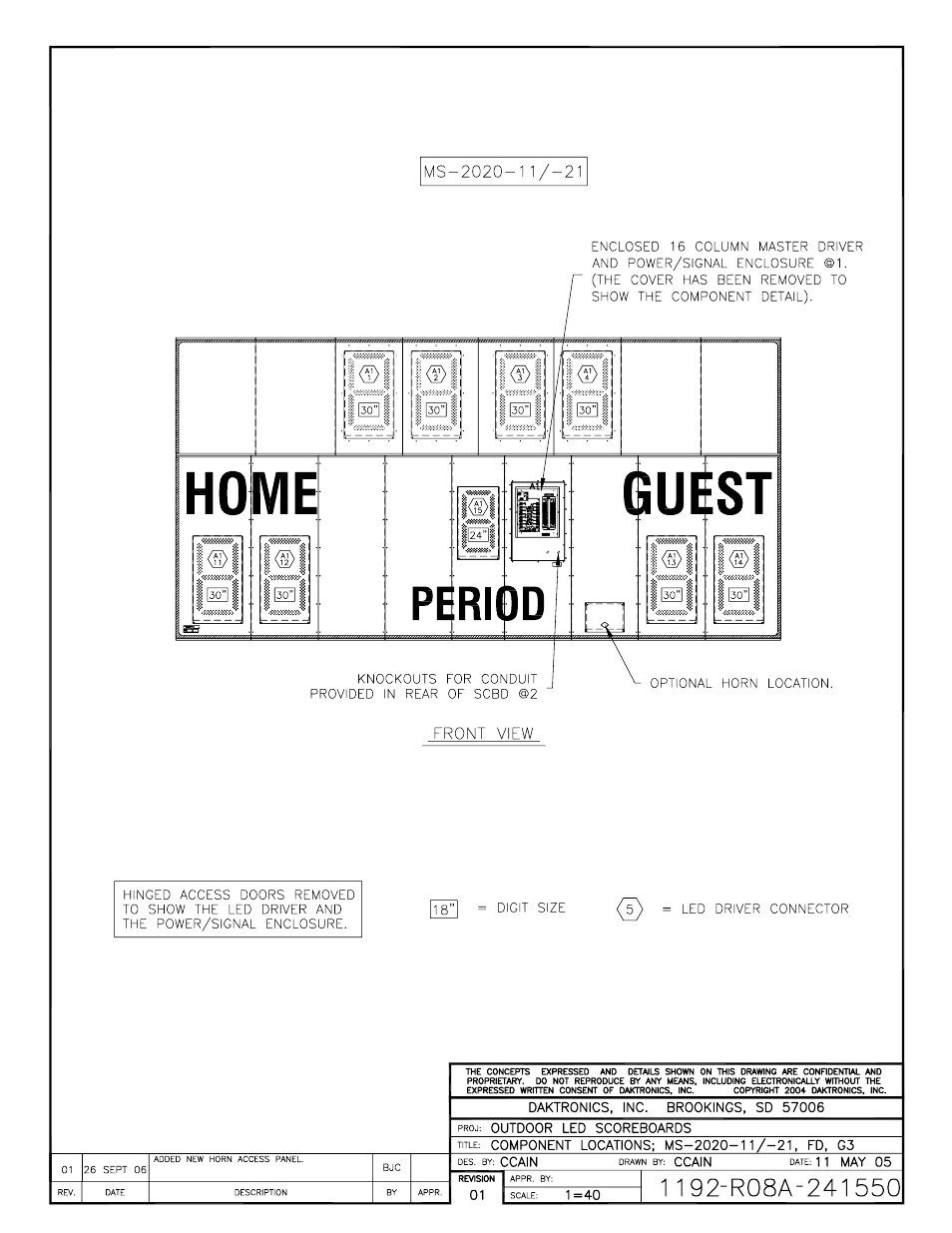 Daktronics BA-1518 Generation IV Multi-Section Outdoor LED Scoreboard User Manual | Page 180 / 208