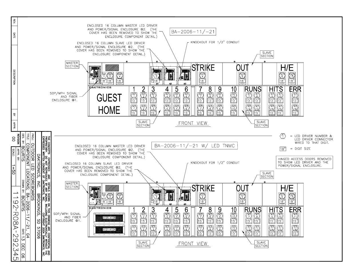 Daktronics BA-1518 Generation IV Multi-Section Outdoor LED Scoreboard User Manual | Page 192 / 208