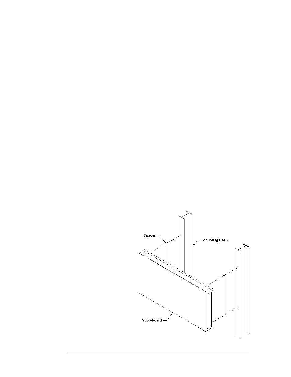 Scoreboard mounting using spacers | Daktronics BA-1518 Generation IV Multi-Section Outdoor LED Scoreboard User Manual | Page 56 / 208