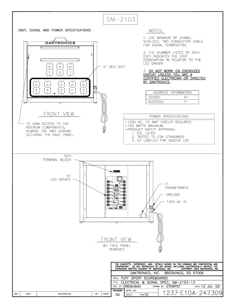 Daktronics GM-2101 LED Gymnastics Scoreboards User Manual | Page 33 / 38