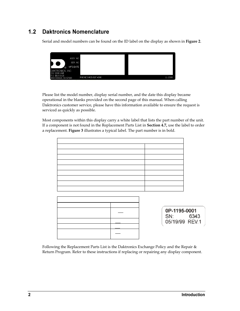 Daktronics nomenclature | Daktronics GM-2101 LED Gymnastics Scoreboards User Manual | Page 8 / 38