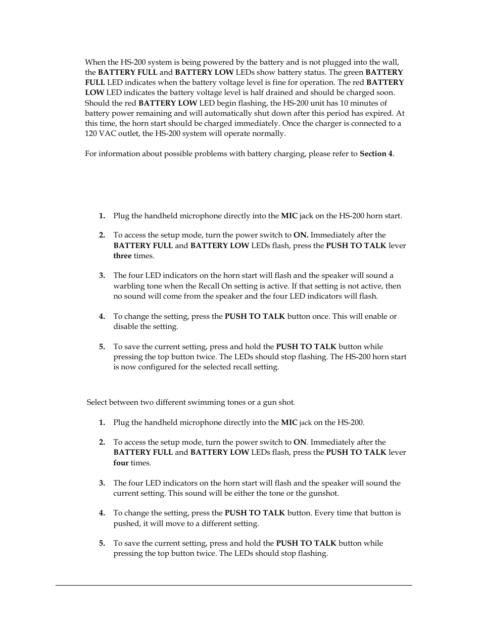 5 horn start settings, Enable or disable recall on, Configure start sound | Horn start settings, On 2.5 | Daktronics HS-200 Horn Start User Manual | Page 16 / 36