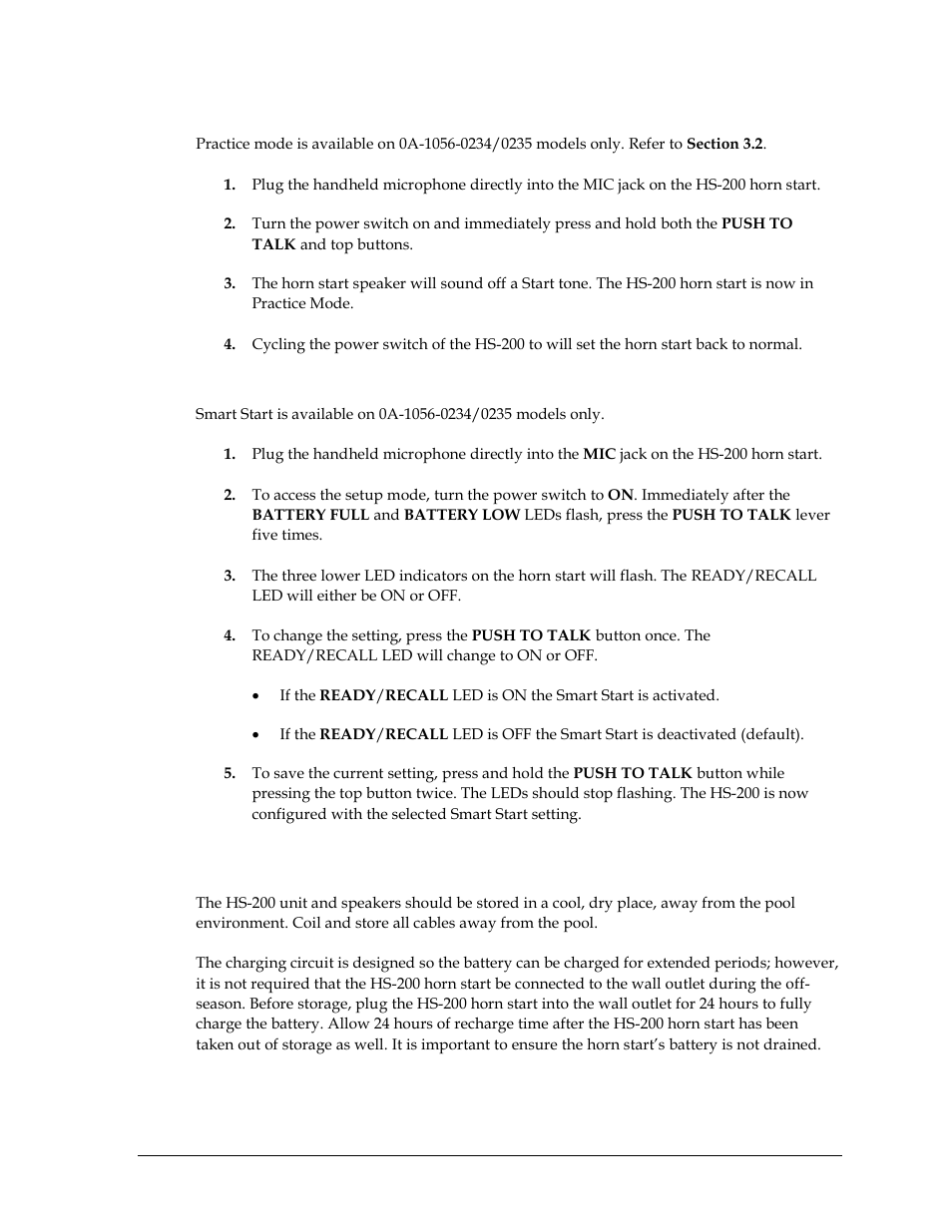 Enable practice mode, Enable or disable smart start, 6 equipment storage | Equipment storage | Daktronics HS-200 Horn Start User Manual | Page 17 / 36