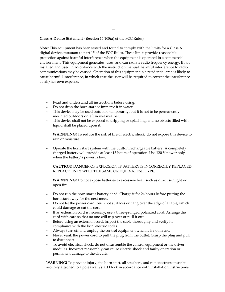 4 important safety instructions, Important safety instructions | Daktronics HS-200 Horn Start User Manual | Page 8 / 36