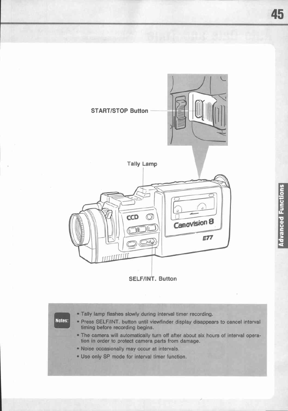 Interval timer recording | Canon E 77 User Manual | Page 47 / 65