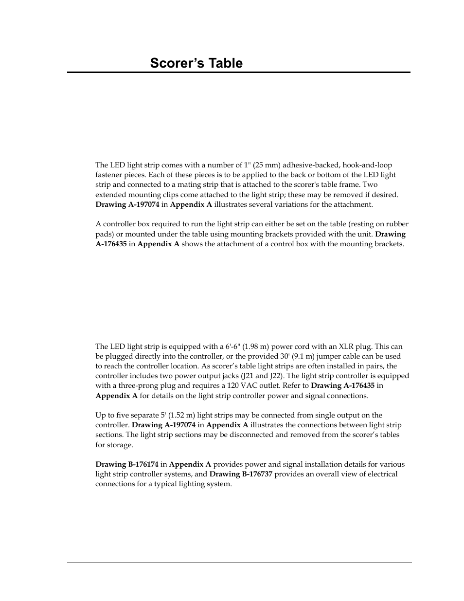 Section 3: scorer’s table lighting kit, 1 mechanical installation, 2 electrical installation | Section 3, Scorer’s table lighting kit, Mechanical installation, Electrical installation | Daktronics LED End-of-Period Basketball Lighting User Manual | Page 11 / 34