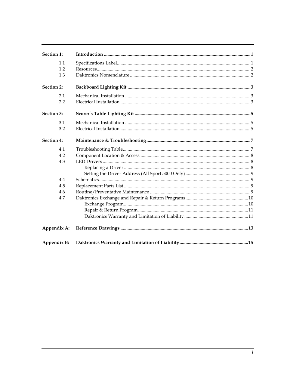 Daktronics LED End-of-Period Basketball Lighting User Manual | Page 5 / 34