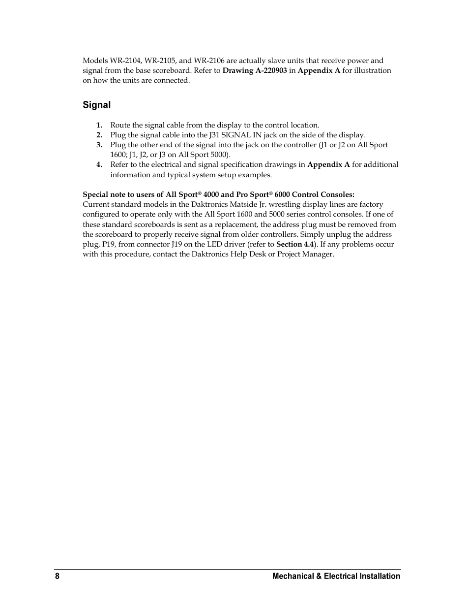 Signal | Daktronics WR-2101 Matside Jr. LED Wrestling Scoreboard User Manual | Page 14 / 44