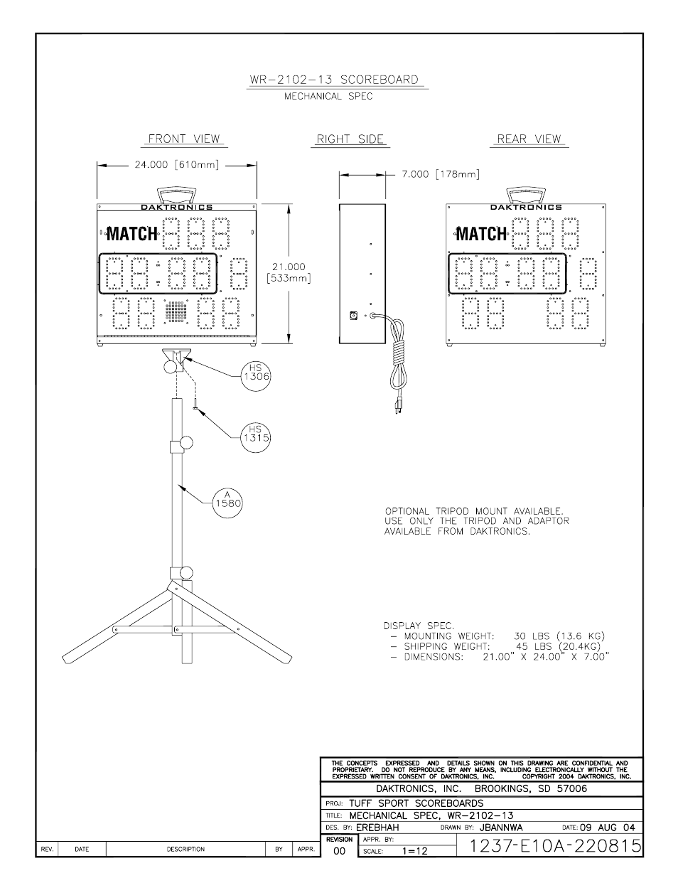 Daktronics WR-2101 Matside Jr. LED Wrestling Scoreboard User Manual | Page 31 / 44