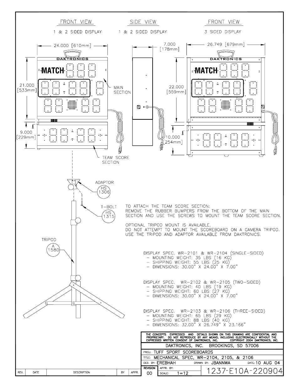 Daktronics WR-2101 Matside Jr. LED Wrestling Scoreboard User Manual | Page 38 / 44