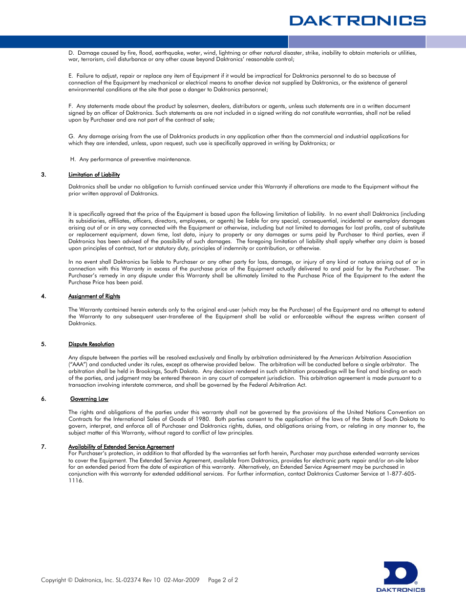 Daktronics WR-2101 Matside Jr. LED Wrestling Scoreboard User Manual | Page 44 / 44