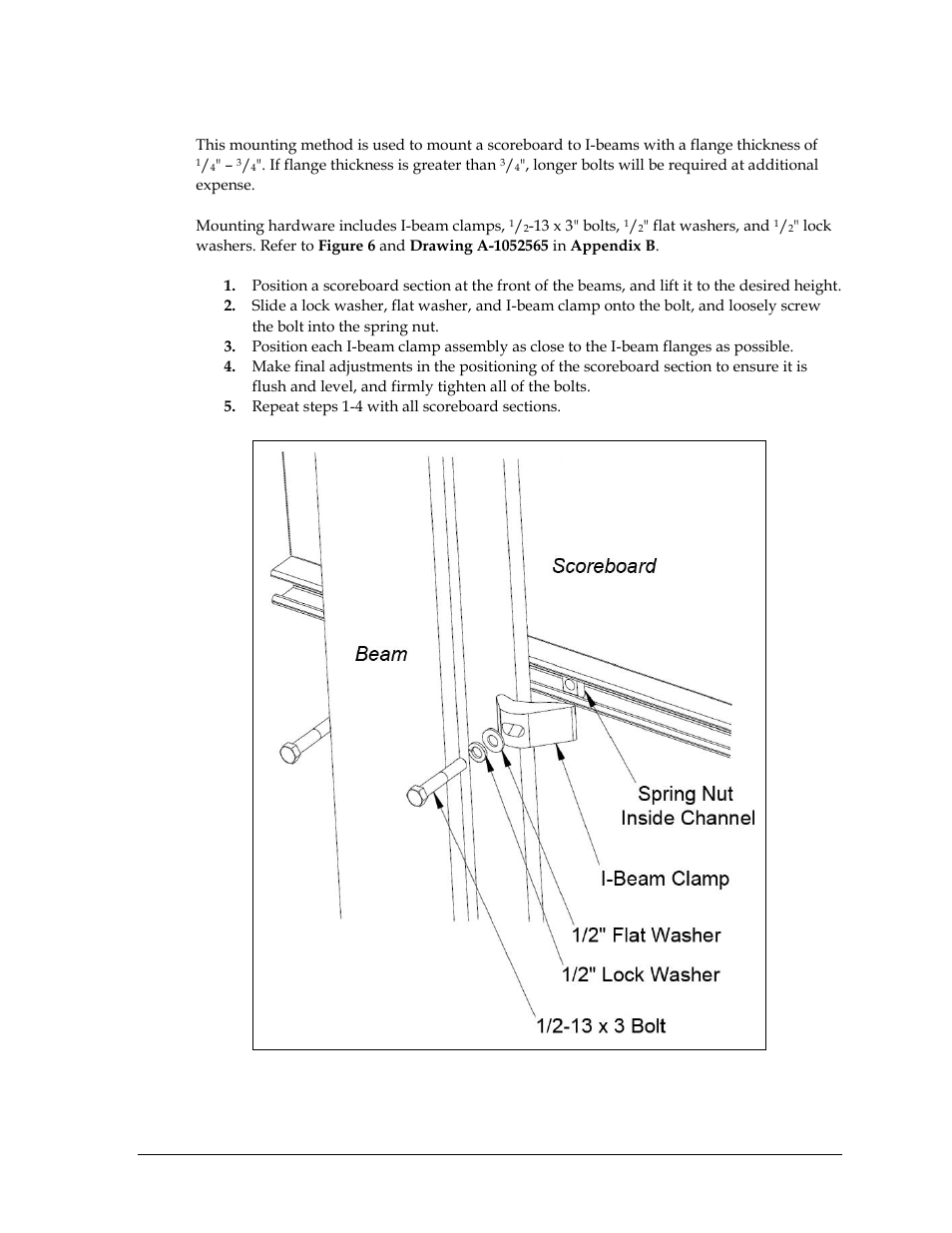 I-beam clamps | Daktronics FB-2500 Modular LED Football Scoreboard User Manual | Page 11 / 52