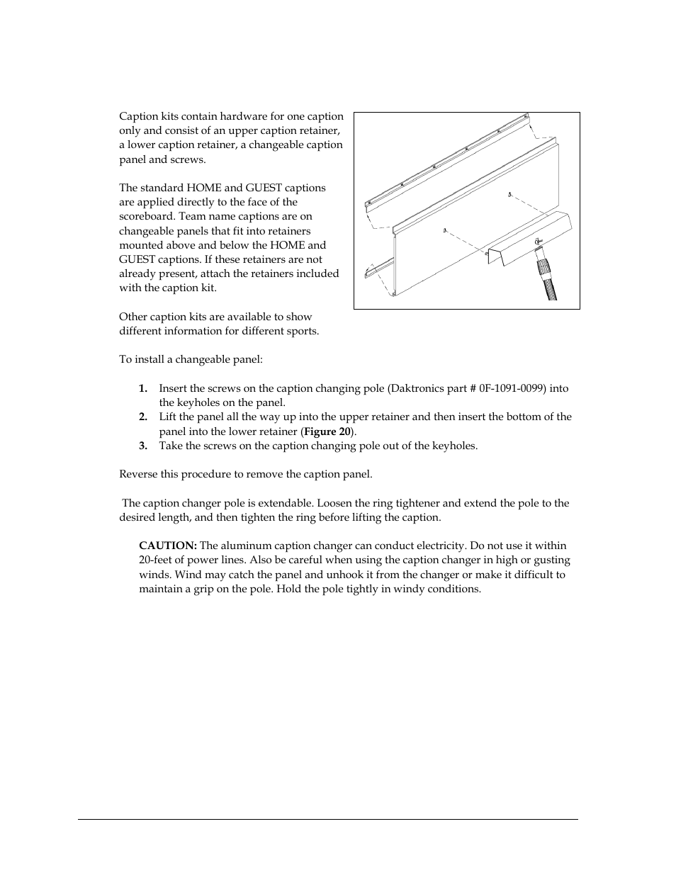 4 changeable caption kits, Changeable caption kits | Daktronics FB-2500 Modular LED Football Scoreboard User Manual | Page 26 / 52