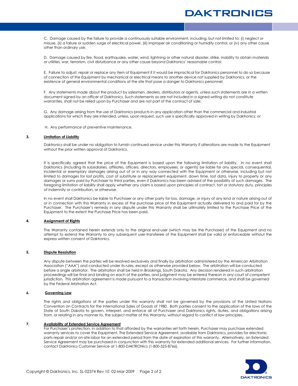 Daktronics FB-2500 Modular LED Football Scoreboard User Manual | Page 52 / 52