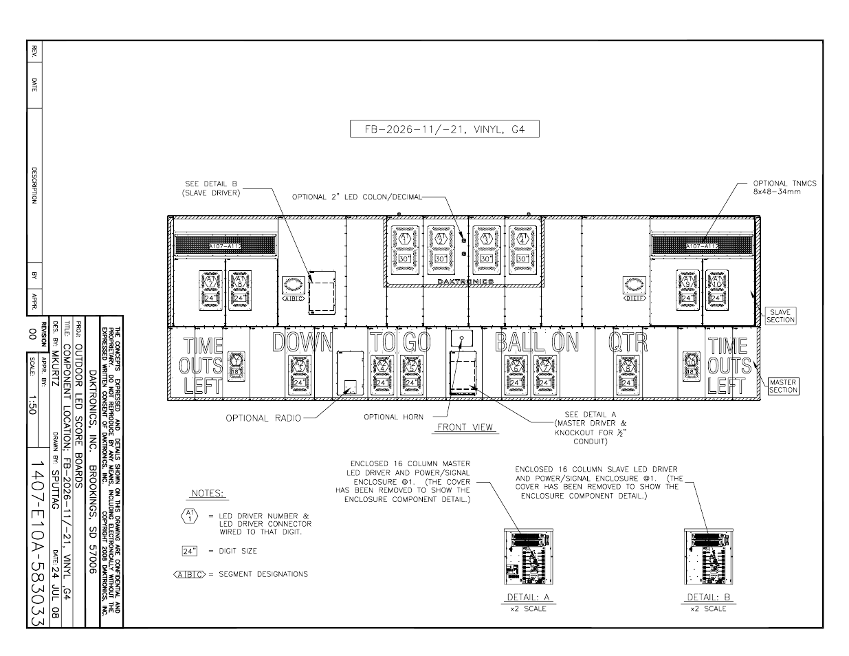 Daktronics BA-1518 Multi-Section Outdoor LED Scoreboard User Manual | Page 111 / 134