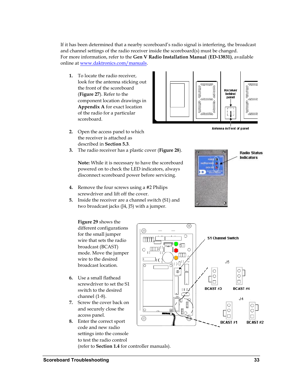 Radio interference | Daktronics BA-1518 Multi-Section Outdoor LED Scoreboard User Manual | Page 39 / 134