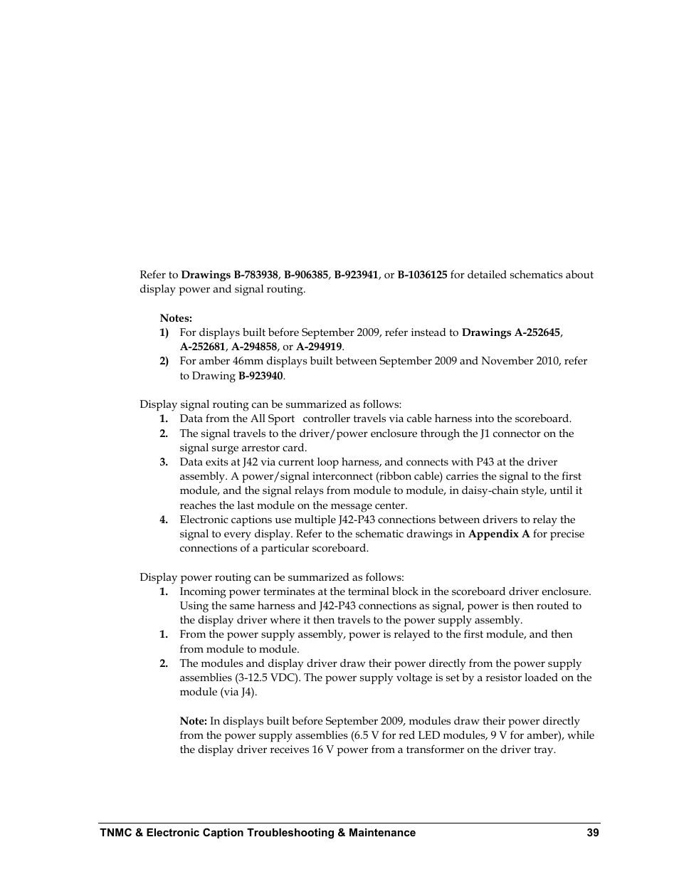 4 power & signal summary, Power & signal summary | Daktronics BA-1518 Multi-Section Outdoor LED Scoreboard User Manual | Page 45 / 134