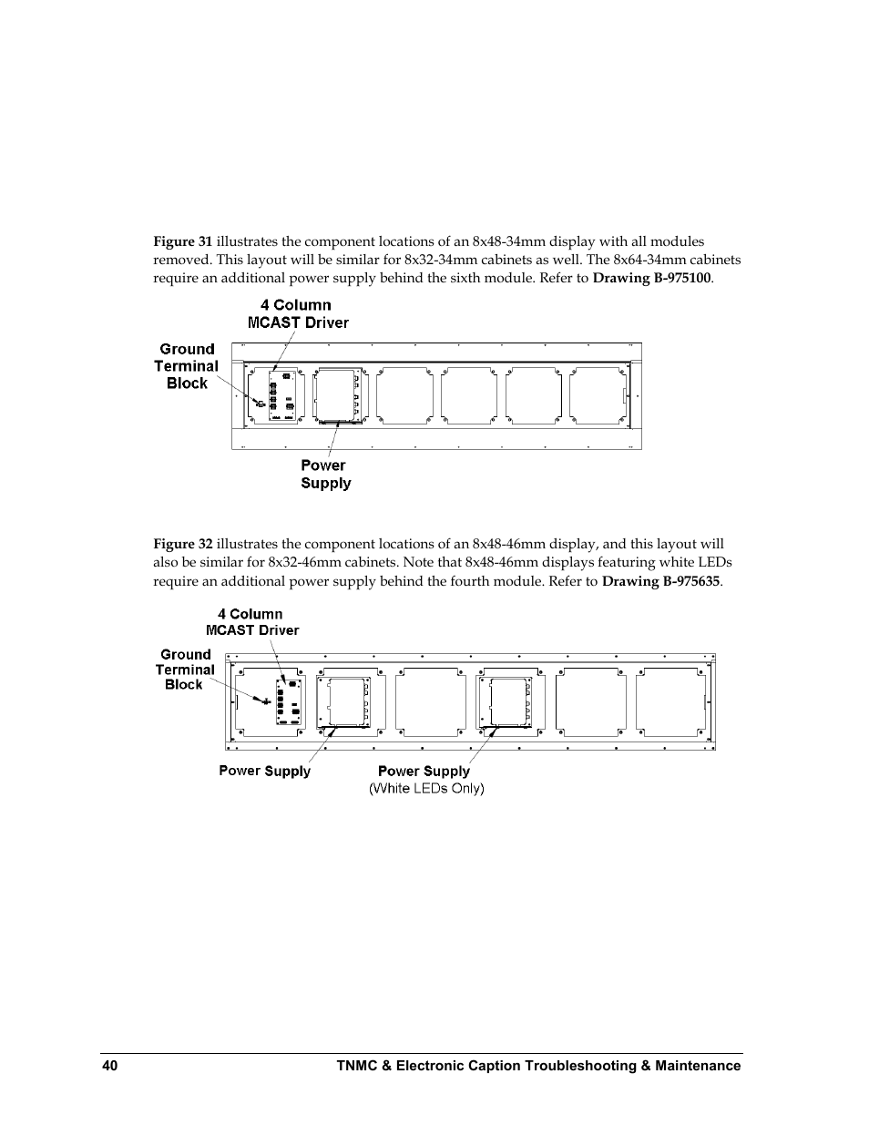 5 component locations & access, Component locations & access | Daktronics BA-1518 Multi-Section Outdoor LED Scoreboard User Manual | Page 46 / 134