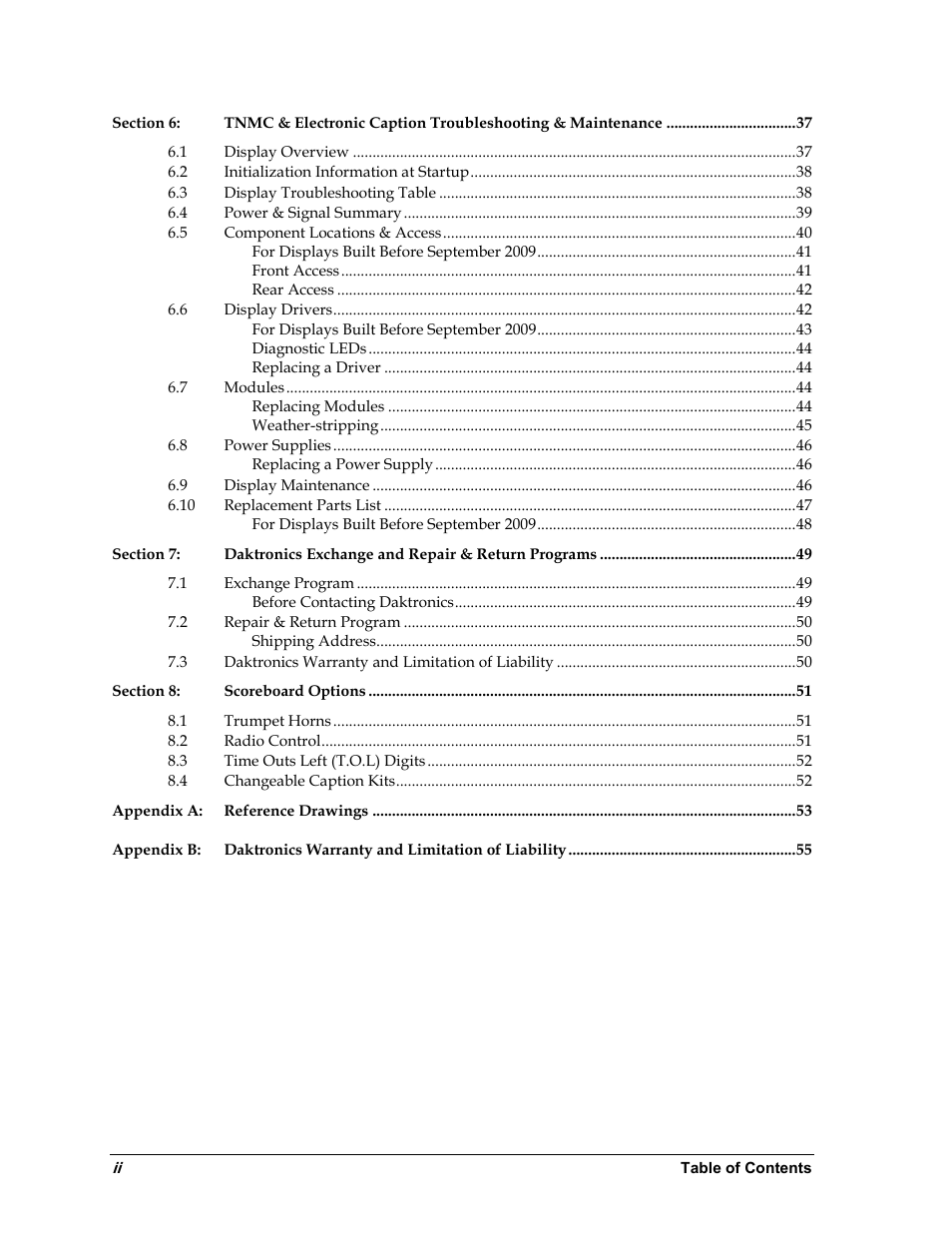 Daktronics BA-1518 Multi-Section Outdoor LED Scoreboard User Manual | Page 6 / 134