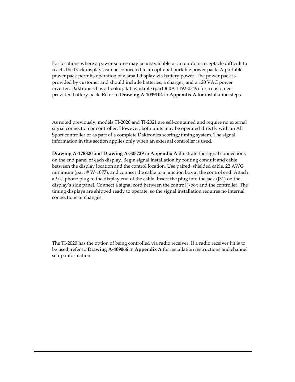 Portable power pack, 2 signal, 3 radio | Signal, Radio | Daktronics TI-2020 Multipurpose Track & Field LED Timing Display User Manual | Page 18 / 50