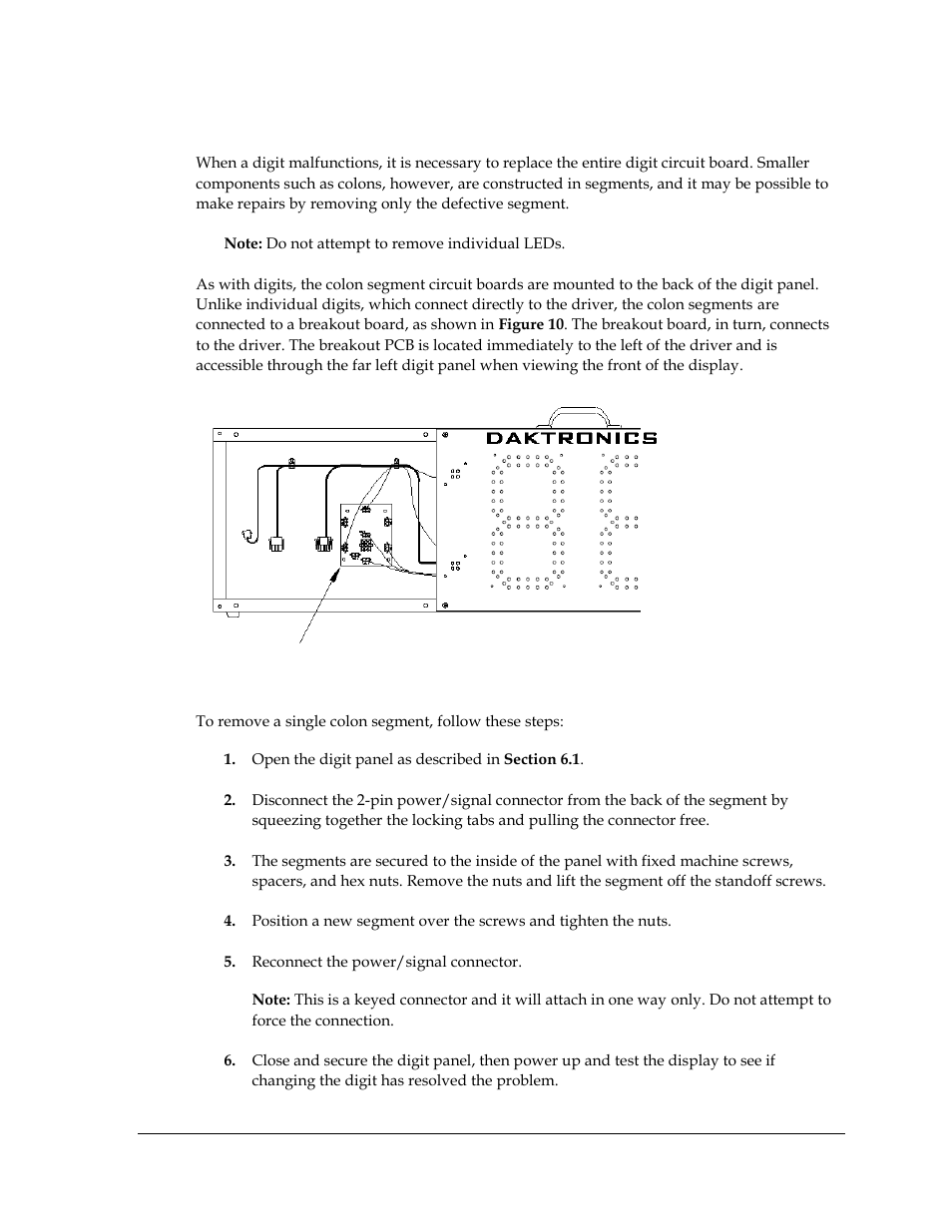 3 replacing colons & the breakout board, Replacing colons & the breakout board | Daktronics TI-2020 Multipurpose Track & Field LED Timing Display User Manual | Page 27 / 50