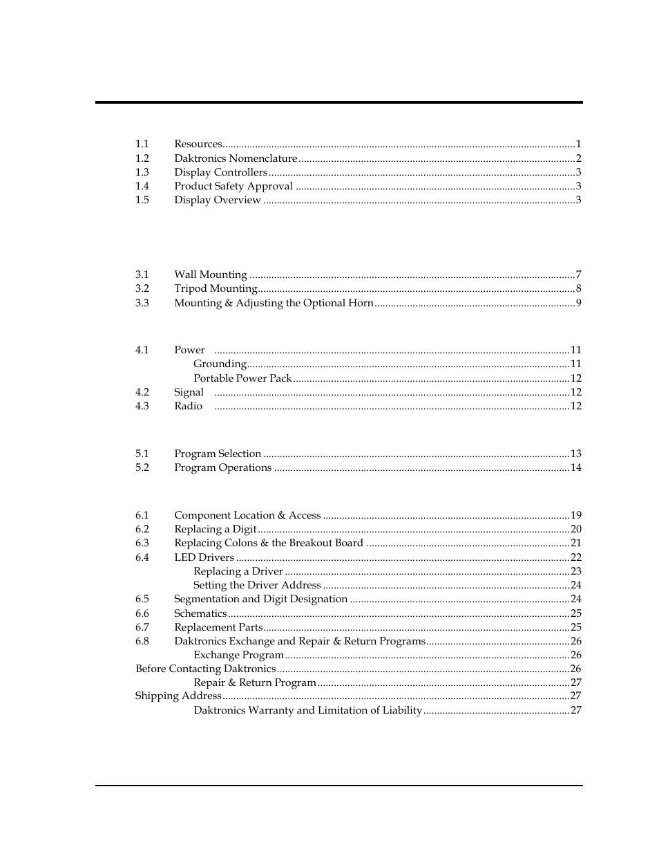 Daktronics TI-2020 Multipurpose Track & Field LED Timing Display User Manual | Page 5 / 50