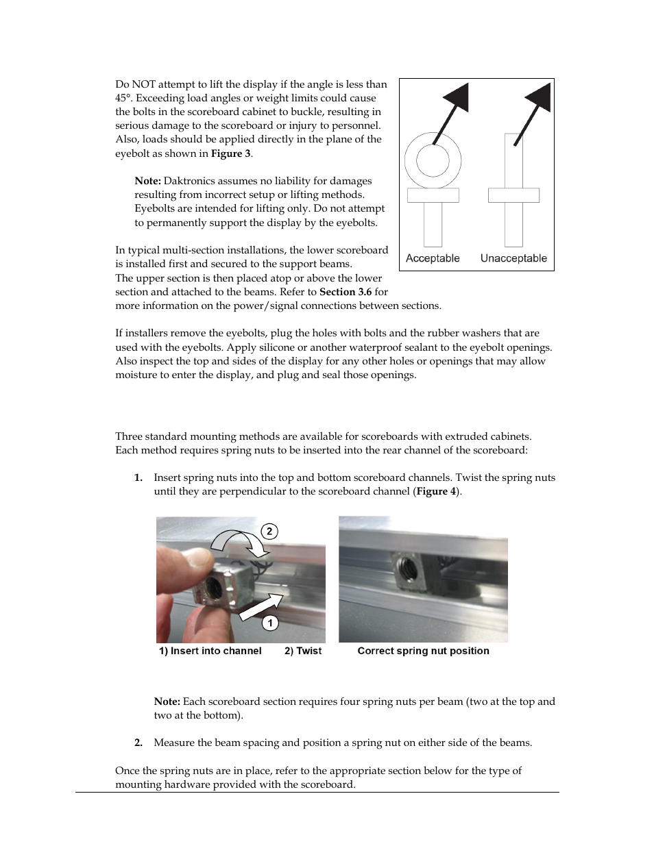 2 extrusion scoreboard mounting, Extrusion scoreboard mounting | Daktronics Outdoor LED Scoreboards Installation User Manual | Page 10 / 58
