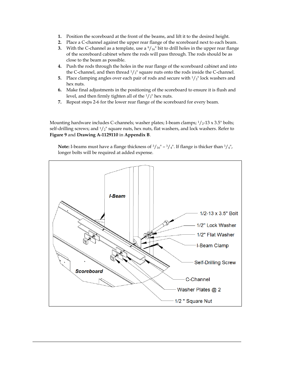 I-beam clamps | Daktronics Outdoor LED Scoreboards Installation User Manual | Page 14 / 58